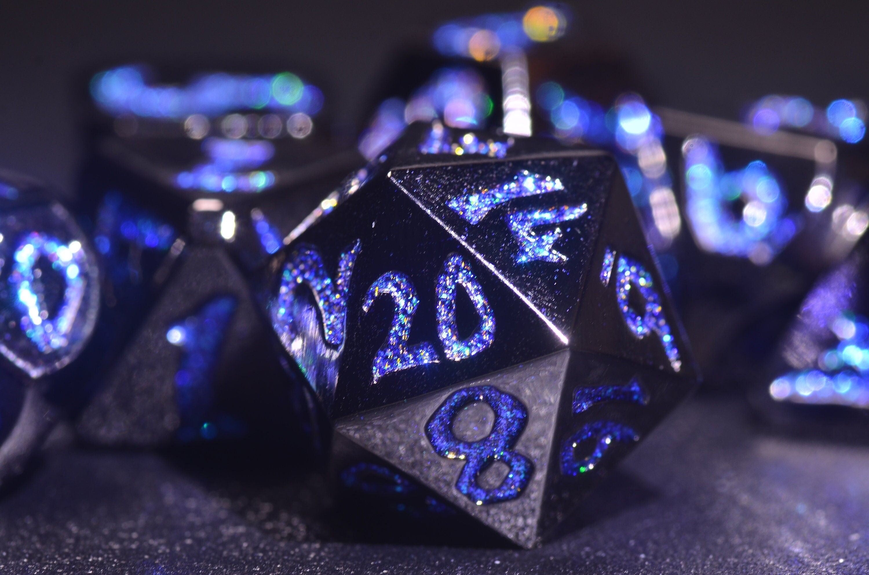 Dnd dice set Glossy Metal Dice,Weighted DnD Dice Set